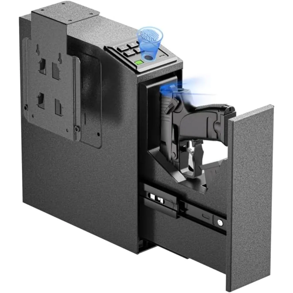 

Установленный сейф для пистолета с раздвижной дверью быстрого доступа, ящик для пистолета с биометрическим слайдером и защитным отпечатком пальца, ключевой доступ