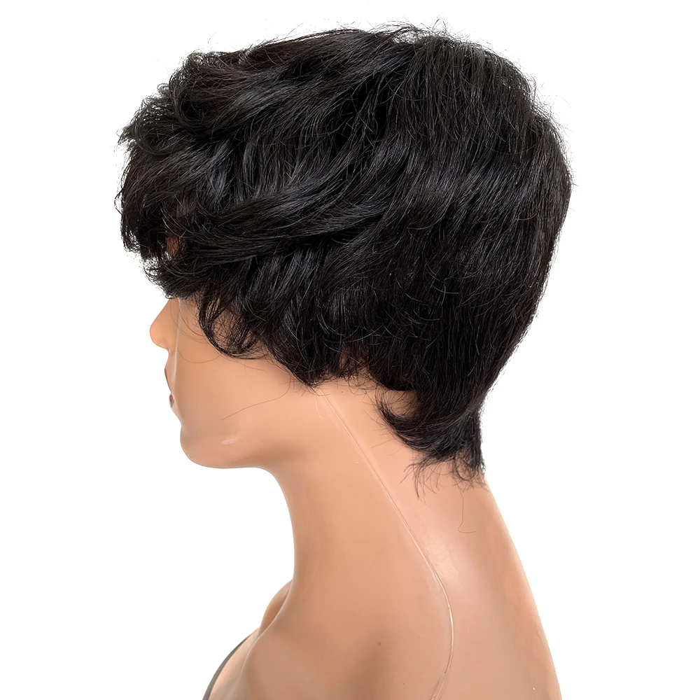 Short Wavy Bob Wig With Bangs Brazilian Hair Wigs For Women Human Hair Glueless Red Full Machine Made Cheap Human Hair Wigs