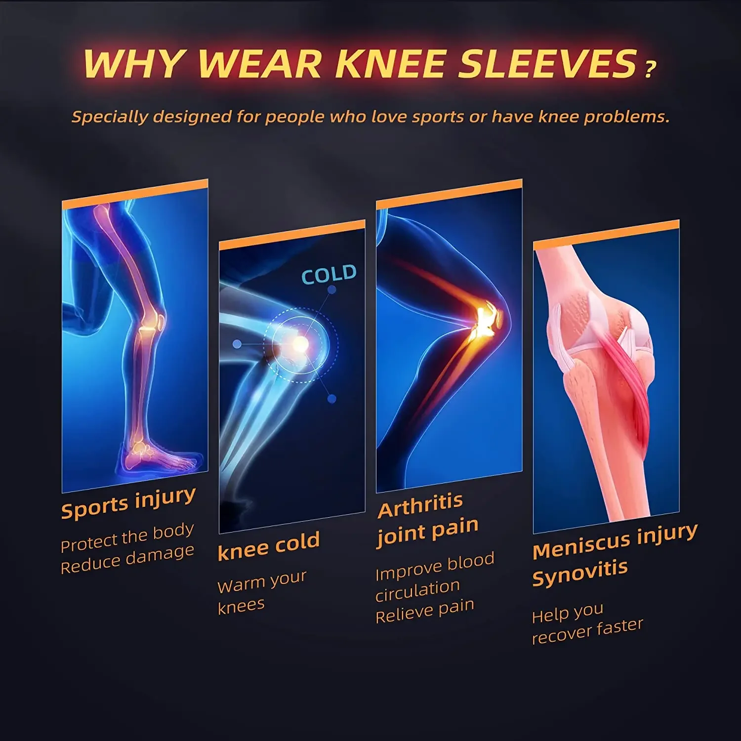 1Pcs Copper Knee Sleeve for Arthritis Pain and Support.Copper Knee Brace for Knee Pain Relief, Workout, and Sports