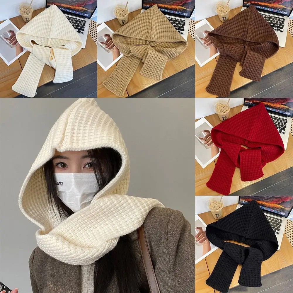 دائم محبوك المرأة بالاكلافا قبعة رشاقته الأذن حامي الشتاء وشاح قبعة غطاء الرقبة وشاح مقنعين قبعات شتاء دافئ
