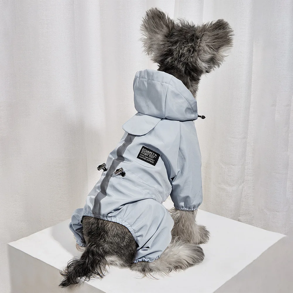 Wasserdichter Hunderegenmantel, reflektierende Kapuze, wasserdichte Jacke, Haustier-Overall, kleine Hunde, Outdoor-Zubehör, französische Bulldogge, Chihuahua – Detail 2