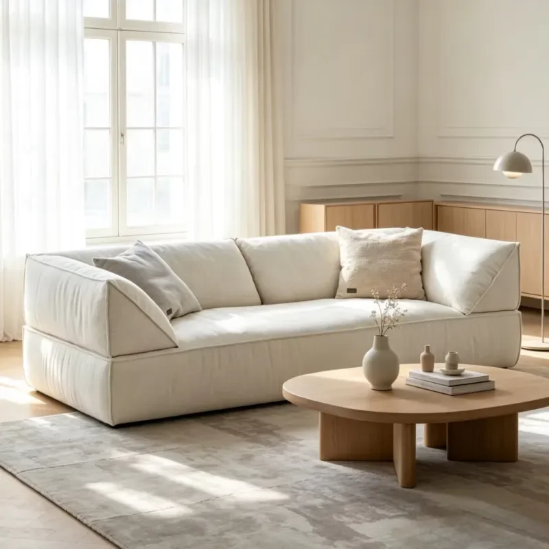 Vacuum Compressed French Cream Style Single Sofa Linear Full Foam Living Room Furniture Cross Border Export