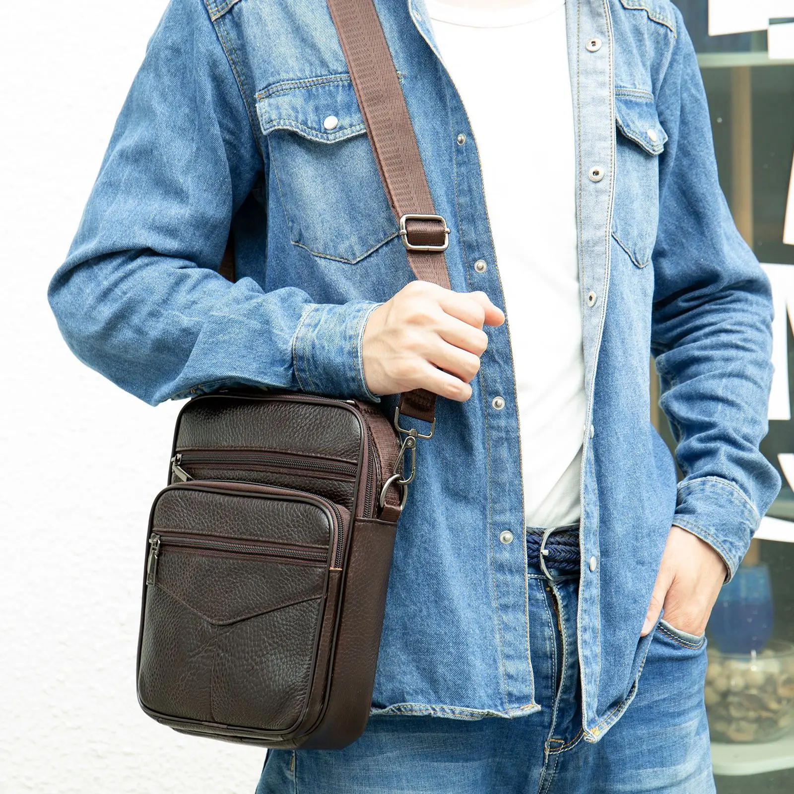 

Men's Shoulder Bag Genuine Cowhide Leather Men Vintage Handbags Flap Men's Crossbody Bags Casual Messenger Bags Bolso Hombre