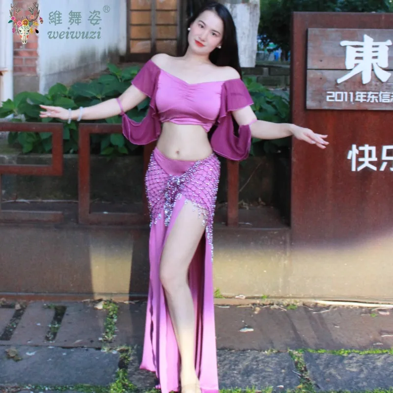 

Adult Belly Dance Strapless Top Skirt Set Female Oriental Training Clothes Beginners Performance Indian Class Lesson Dance Suit