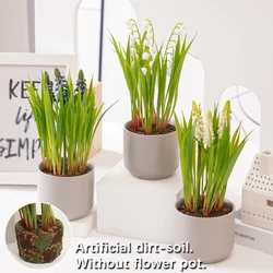 SIA FLOWER 1 Pc Artificial Plant w/ Moss Base Fake Hyacinth Lily Of The Valley Flower Potted Plant Wholesale Garden & Home Decor