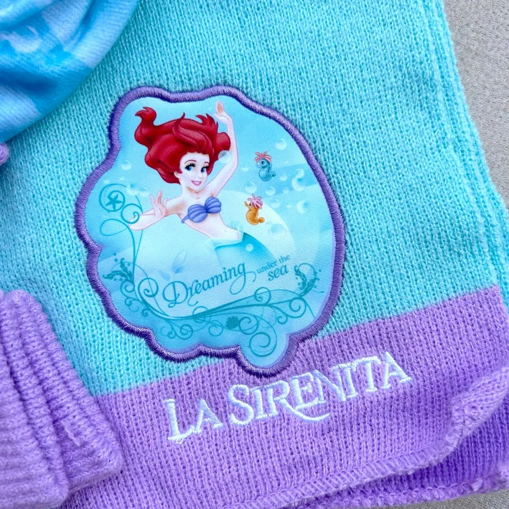 ディズニーリトルマーメイドアリエルかわいい帽子スカーフ手袋ニット 3 個セット子供暖かい漫画冬アクセサリー女の子クリスマスギフト