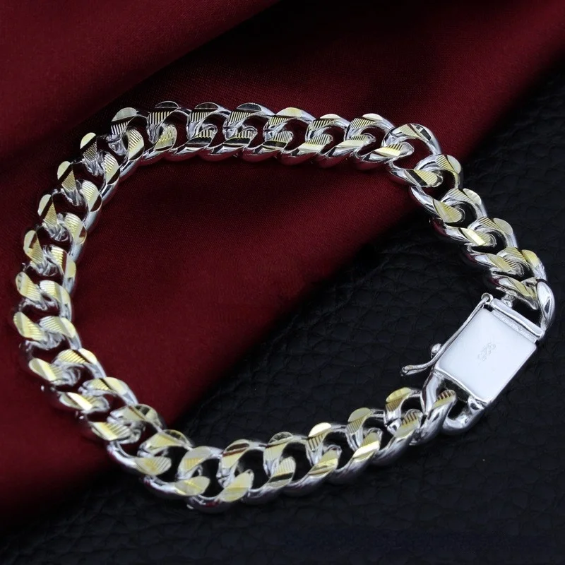 

Fine 925 Sterling Silver Noble Nice Chain Solid Bracelet for Women Men Charms Party Gift Wedding Fashion Jewelry Hot Model