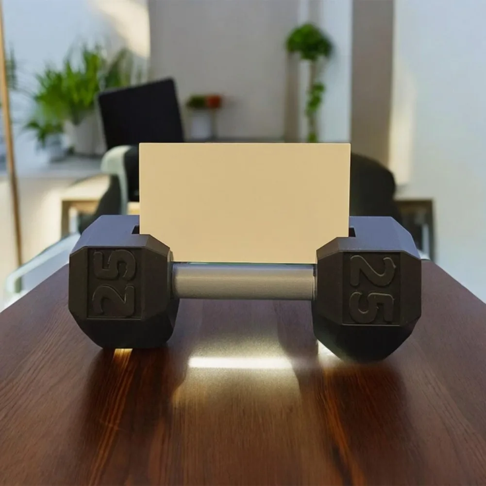 Dumbbell Shaped Business Card Holder Creative Photo Rack Desk Kpop Photocard Organizer Stand Gym Trainer Fitness Center Office