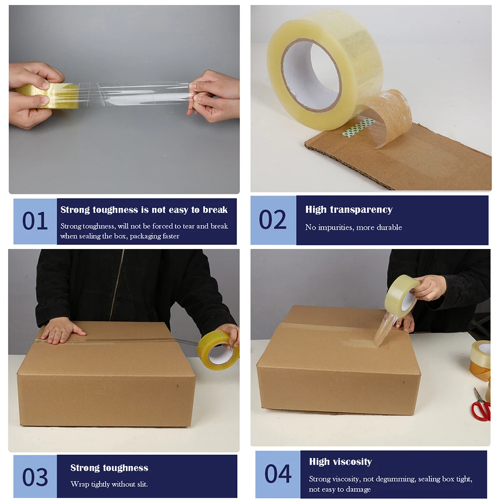 Transparent Packaging Tape High Viscosity Large Roll Sealing Packing Tape Daily Office Handmade Household Clear Adhesive Tape