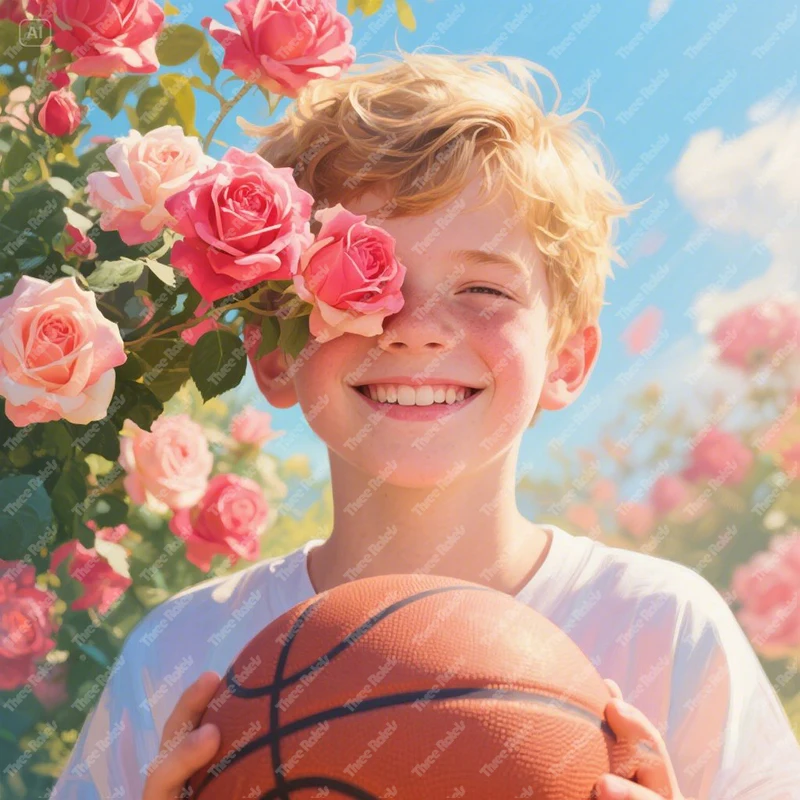 Three Ratels QHH186 Happy Basketball Boy Wall Stickers for Home Decoration Waterproof Self Adhesive