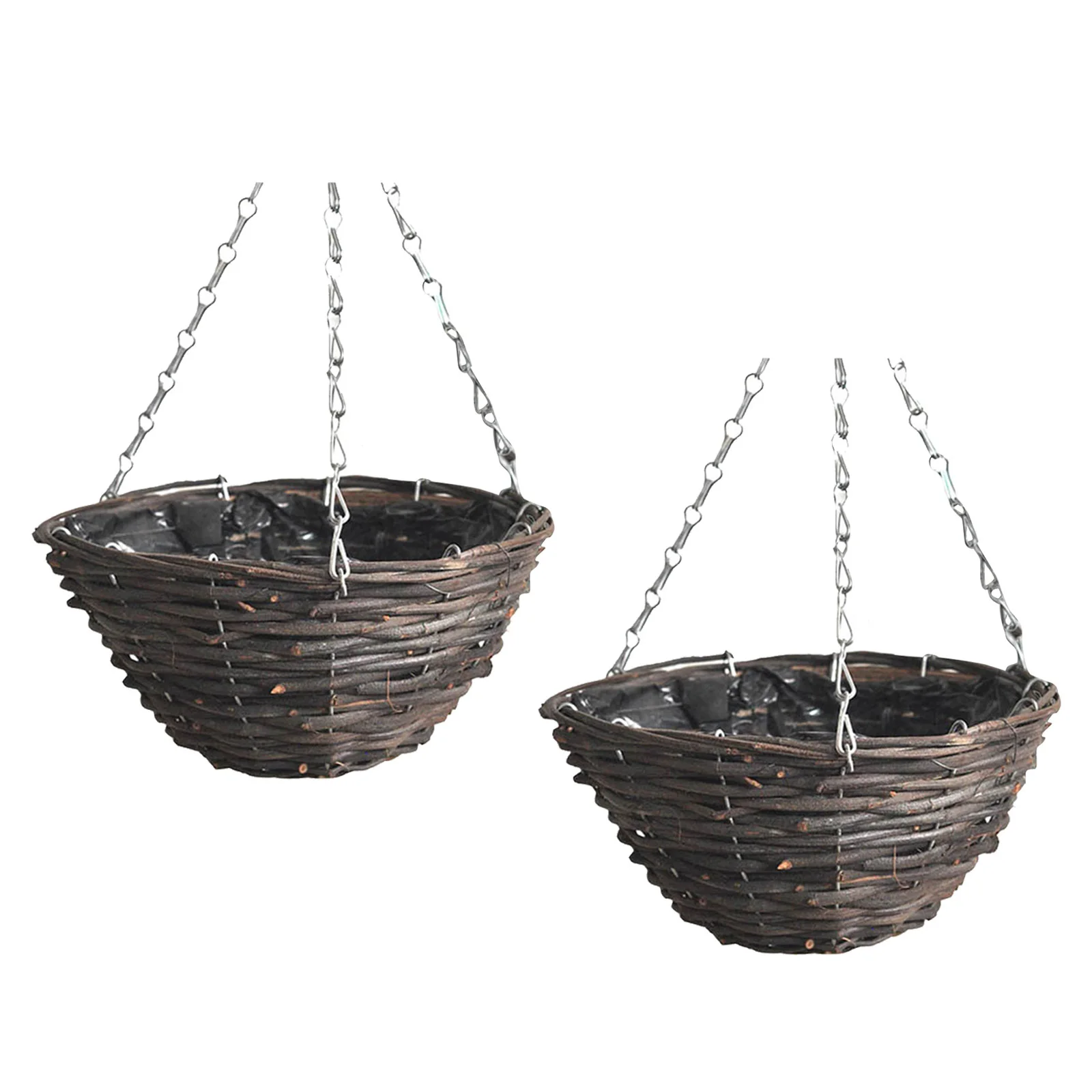 

2pcs 30Cm Handmade Rattan Hanging Basket Woven Flower Pot For Plants Indoor Outdoor Balcony Window Garden Wall Planter Decor