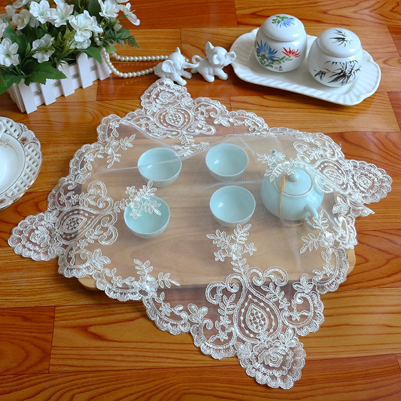 New Lace Embroidery Place Table Mat Cloth Pad Cup Mug Drink Doily Dining Tea Coffee Coaster Wedding Christmas Placemat Kitchen