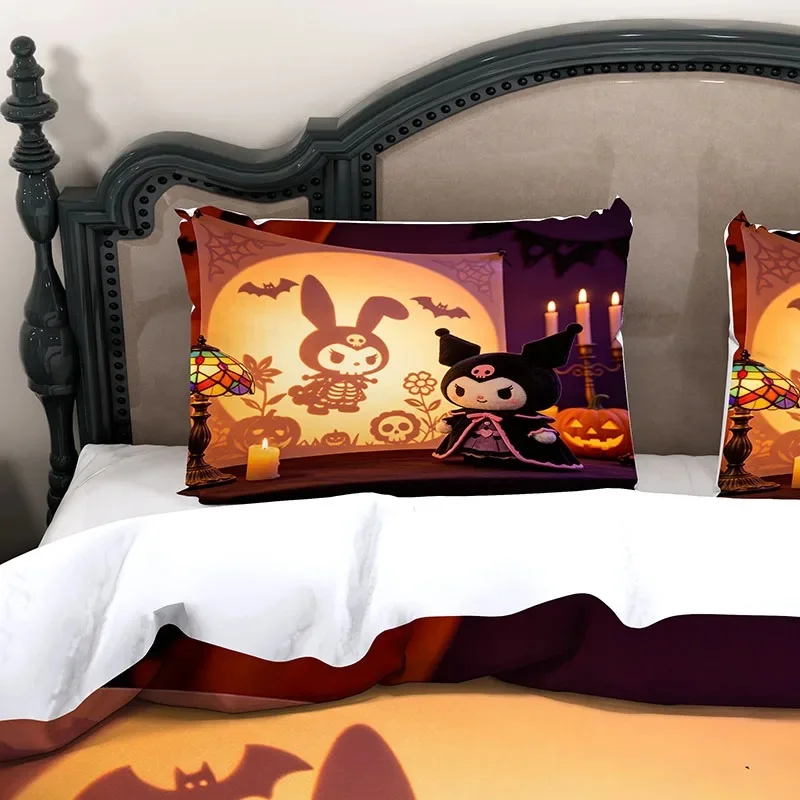 Cute Kuromi Halloween Shadow Art Duvet Cover Set, Soft Breathable Bedding, Halloween Christmas Gift For Girls Room