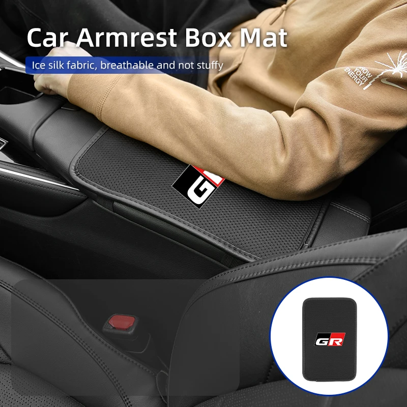 Car Armrest Box Pad Center Console Ice Silk Protect Mat For Toyota Supra Aygo Prado RAV4 Hilux Yaris Corolla 4Runner Camry