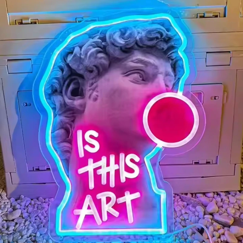 IS THIS ART Neon Sign,UV Print LED Neon Light for Wall Decor,USB Dimmable LED Signs for Bedroom,Party Bar Background Decorations