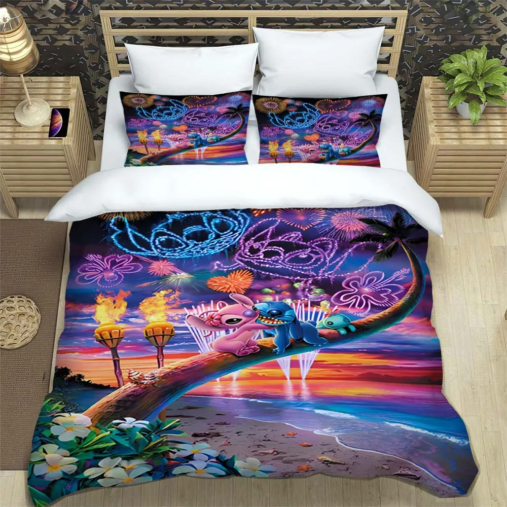 Imagem -04 - Stitch Cartoon Bedding Grupo Impressão 3d Decoração para Casa Fronha Colcha Presente Bonito para a Família e Amigos 11 Tamanhos