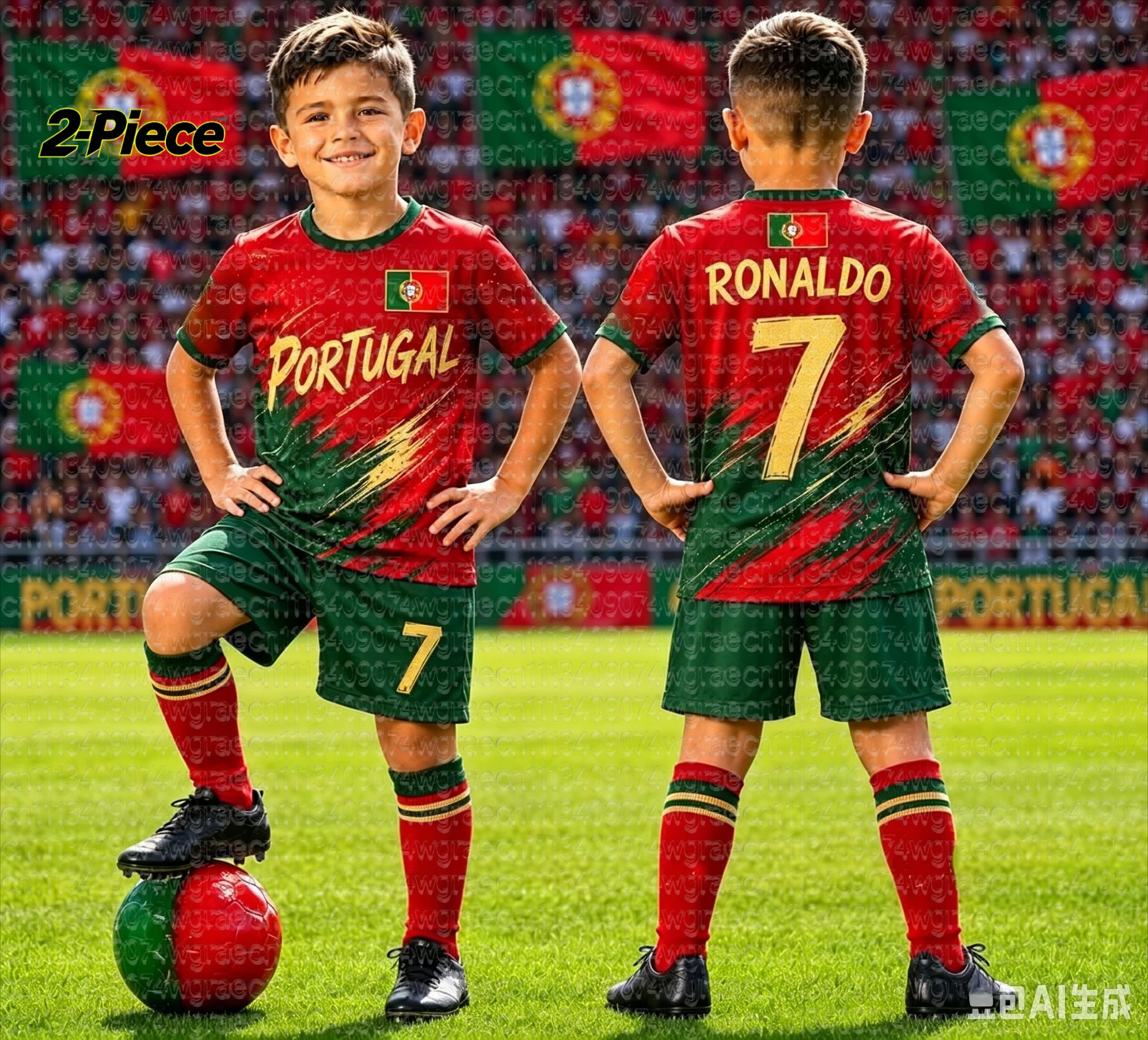 26/27 Special Ronaldo No.7 Football Jersey Tee Shorts Set, Single Top Available,Kids PORTUGAL Fans Shirt Tracksuit 2 Piece Set