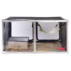 EFCAT Transparent 3D Display Cat Show Cage Set Include Cat Hammock Folding Litter Box for Cat Exhibition