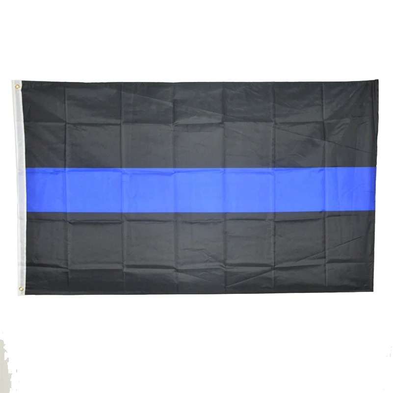 Wave USA Police Thin Blue Line Stripes  Law Enforcement Flag Banner Brass Grommets 90 x 150 CM