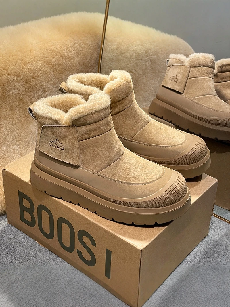 

Men's Winter Snow Boots Fleece Lined Thick Bottom Anti-slip Casual Outdoor Cotton Boots Warm Cold Proof Workwear Boots