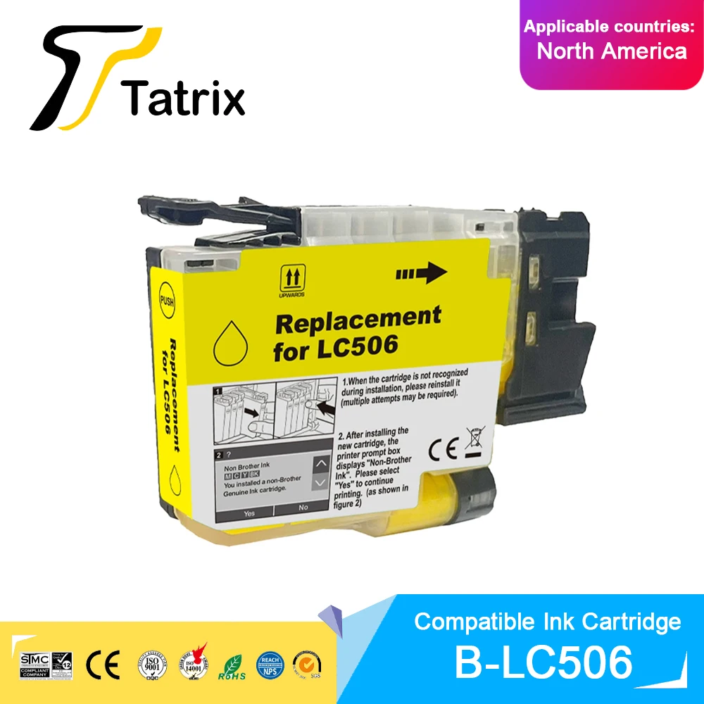 Tatrix Standard Capacity LC506 506 Compatible Ink Cartridge For Brother MFC-J4355DW/MFC-J4555DW/MFC-J4557DW/MFC-J6560DW Printer