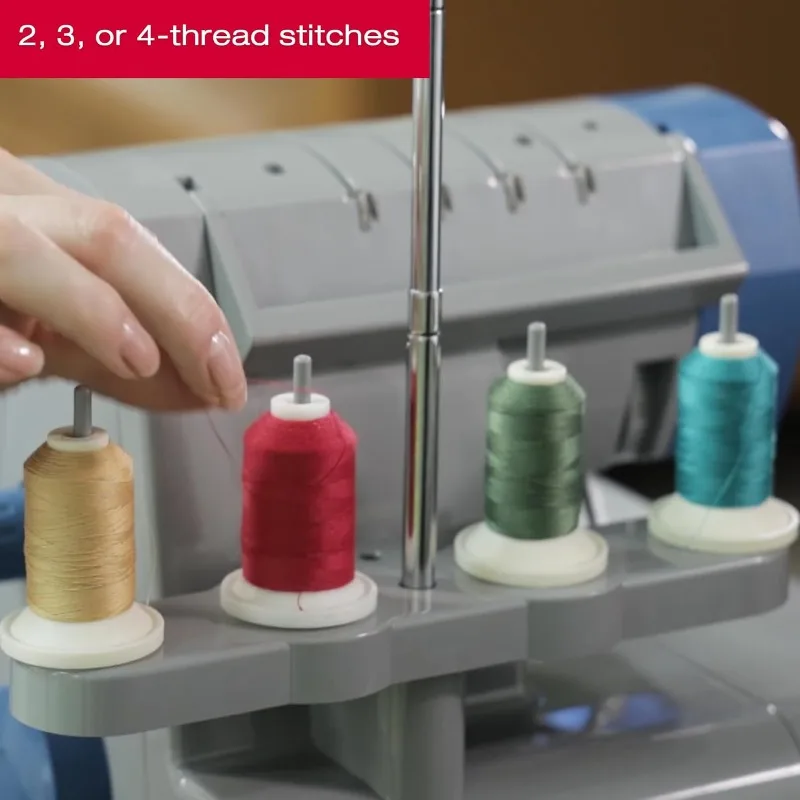 X5004-HD آلة سيرجر والإطار المعدني والأوفرلوك |   2-3-4 قدرة الغرز، 8 غرز مدمجة، 1300 غرزة في الدقيقة،