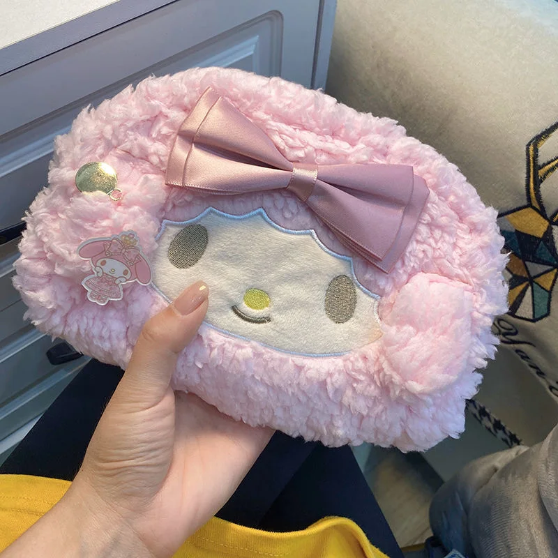 

Sanrio Kuromi Melody Cinnamoroll Pencil Pouch Large Capacity Pen Case Cute Plush Cosmetic Bag Girls Student Supplies Stationery