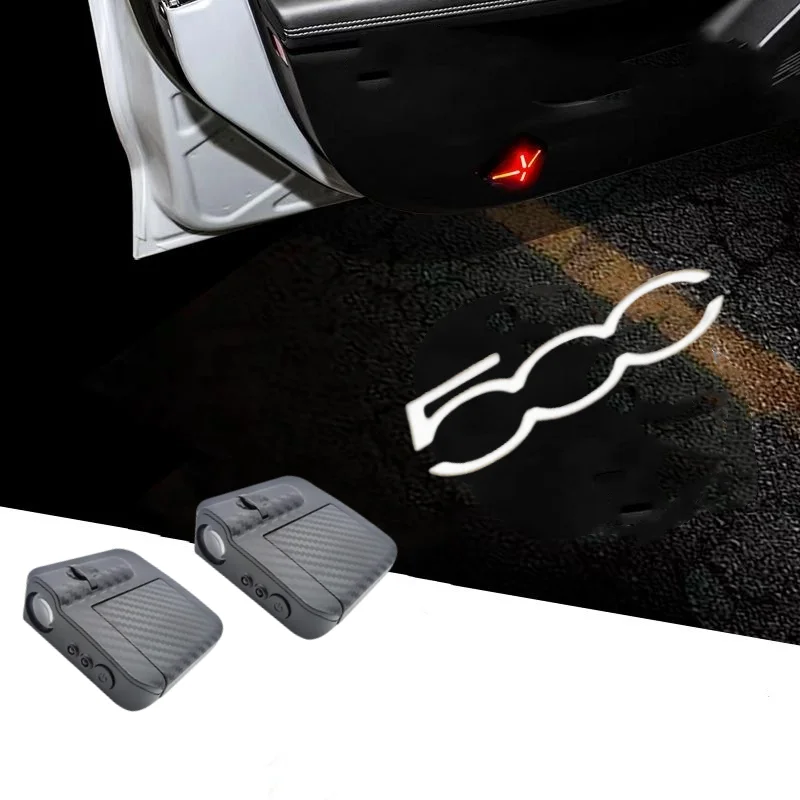 

2/4PCS Wireless LED Car Door Welcome Laser Projector Logo Ghost Shadow Night Lights for Fiat 500x 2015-2025 500L and Pundo-01ge