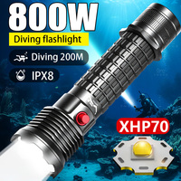 800W Underwater Lantern Professional Diving Flashlight USB Rechargeable Led Flashlights  Long Endurance Amphibious Diving Torch