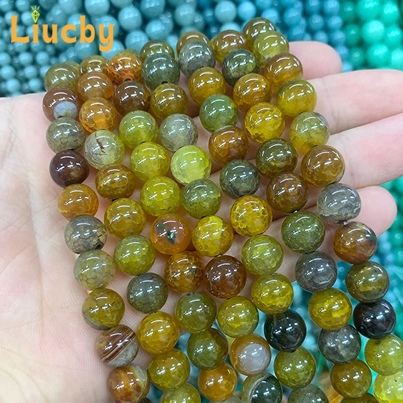 Non-metallic Natural Stone yellow Tourmaline agate Dragon pattern Beads For Jewelry Making DIY Bracelets 15\