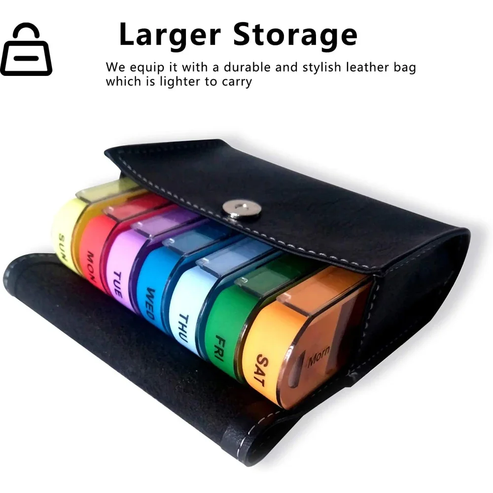 28 Daily Compartments Pill Organizer Case, Weekly Dosis Container Boxes, Medicine Holder Pills Medication Dispenser Box, Vitamin