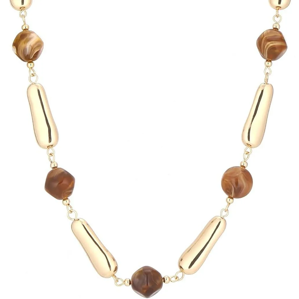 2026 New Tiger's Eye Glass Beaded Pendant Necklace Women's Light Luxury High-end Sweater Chain Fashion Temperament Necklace