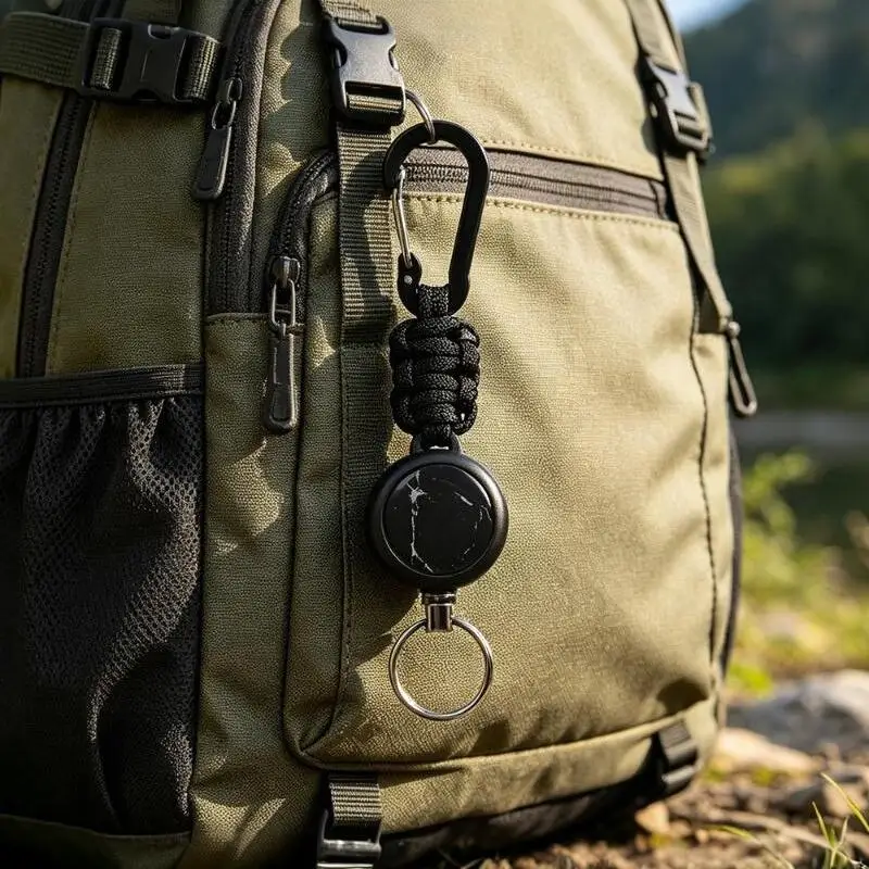 Portable Elastic Badge Reel Retractable Keychain Carabiner Outdoor Telescopic Cord For Camping Climbing Anti Loss Supply