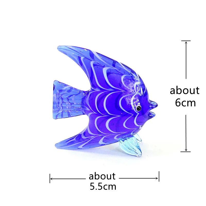 Blue Murano Glass Fish Figurine Ornaments Home Desktop Living Room Marine Animal Decor Collection New Year Party Gifts for Kids