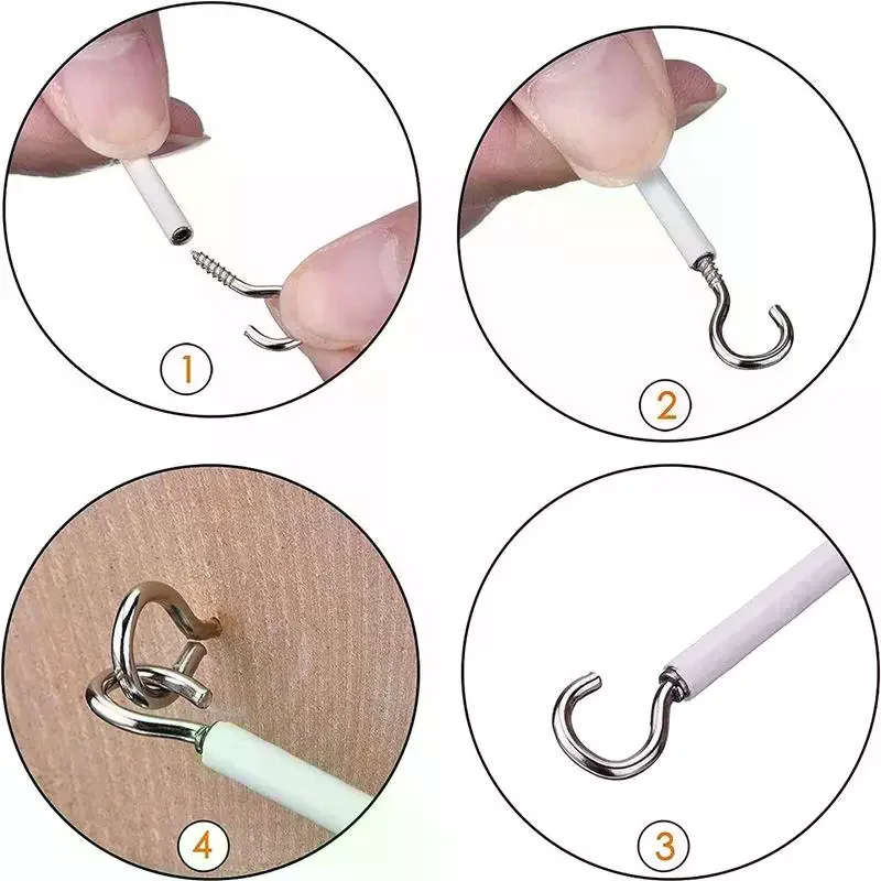 1Set Durable 2 Meters Curtain Spring Rope PVC Steel With Hooks Eyes White Window Curtain Track Wall Hanging Line