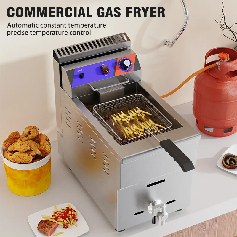 Commercial gas single cylinder double cylinder 18 liters double temperature fryer fried chicken fried chicken fries fryer fryer
