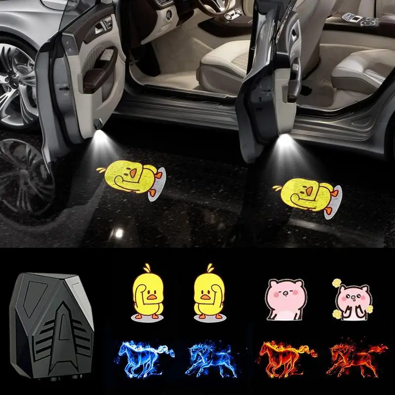 Car Door Light Projector Animated Dynamic Car Courtesy Door Led Projector Lamp Wireless Sensor Car Door Puddle Lights For Sedan