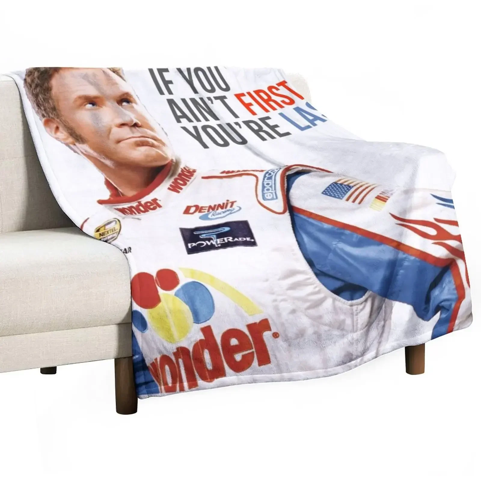 

Will Ferrell Talladega Nights Ricky Bobby If You Ain't First You're Last Throw Blanket Polar Weighted Hairy Blankets