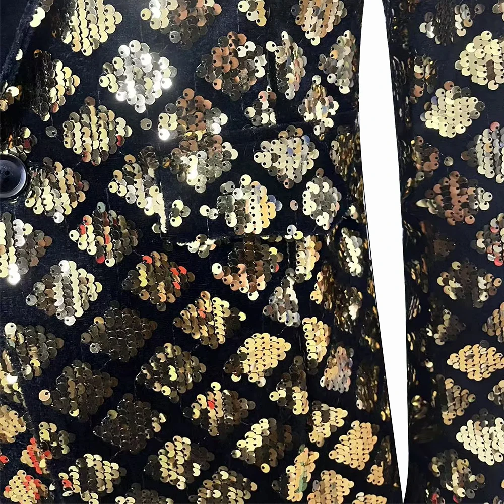 Модный мужской роскошный клетчатый пиджак с блестками, повседневный пиджак для выступлений на сцене, мужское пальто, топ с длинными рукавами