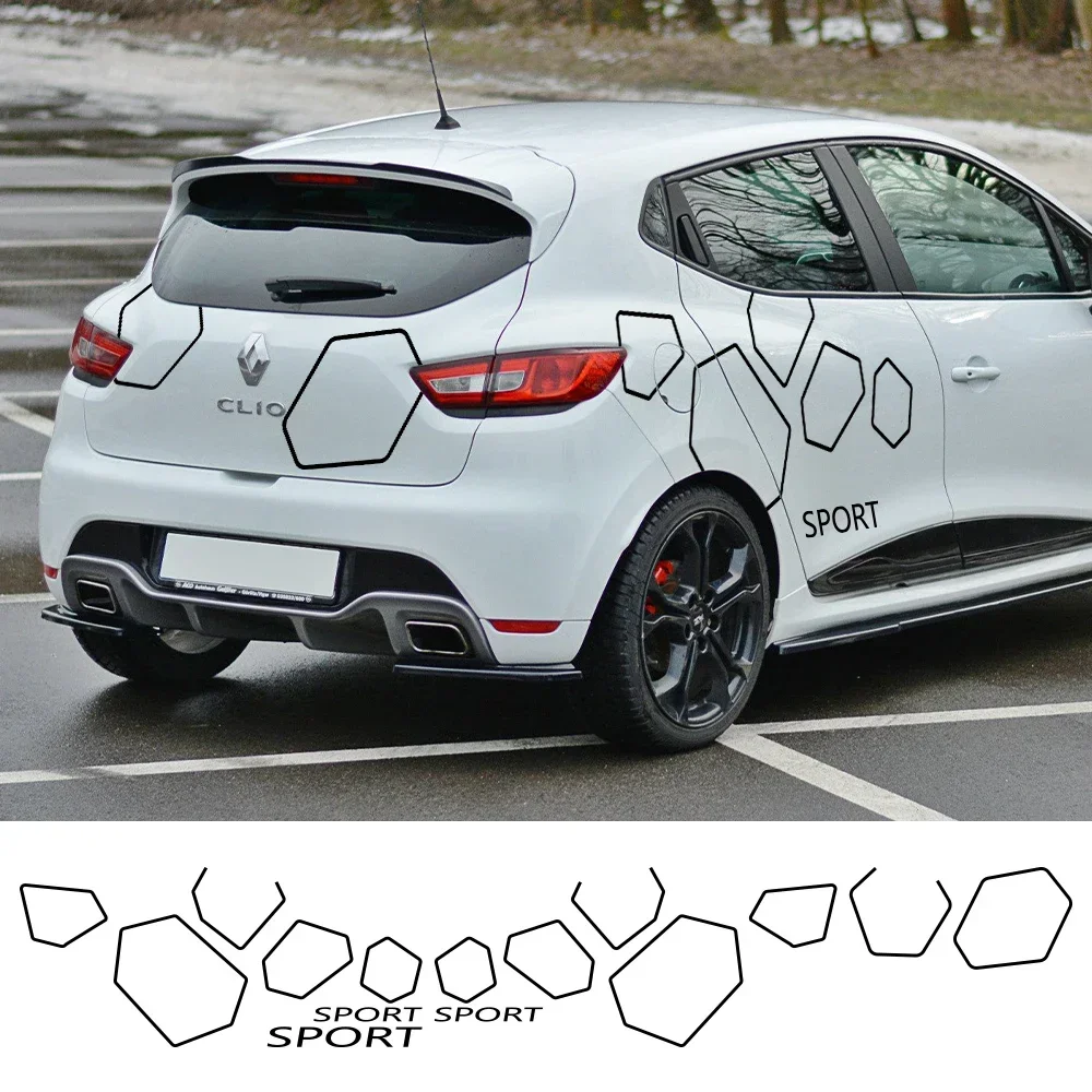 Car Stickers For Renault Clio 1 2 3 4 5 IV RS V Graphics Irregular Stones Vinyl Film Decals Kit Sport Style Auto Accessories