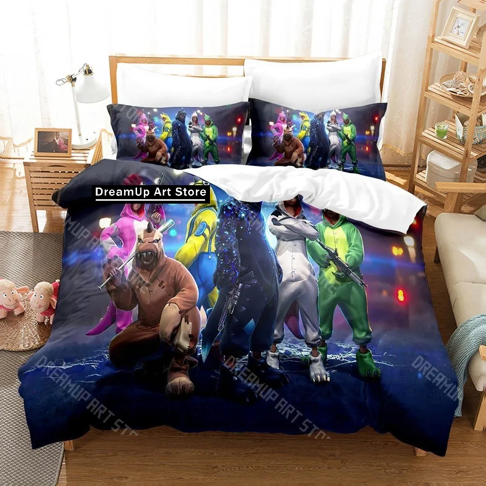 Juego de Ropa de Cama con Estampado 3D del Juego Garena Free Fire para Niños y Niñas, Funda de Edredón y Funda de Almohada, Tamaños Individual, Matrimonial, Queen y King
