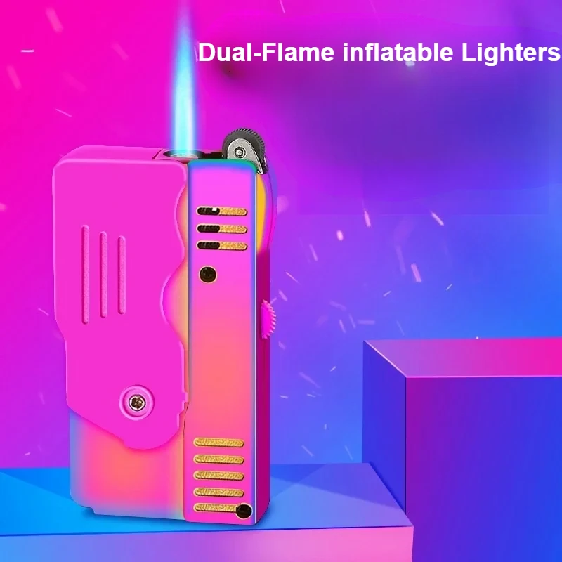 

Dual-flame Inflatable Lighters Windproof Personalized Open Flame Dual-purpose Inflatable Lighter Valve Switch Men's Accessories