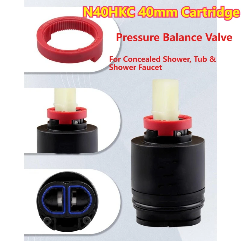 N40HKC 40mm Pressure Balance Valve Cartridge, Ceramic Shower Faucet Replacement for Concealed Mixer