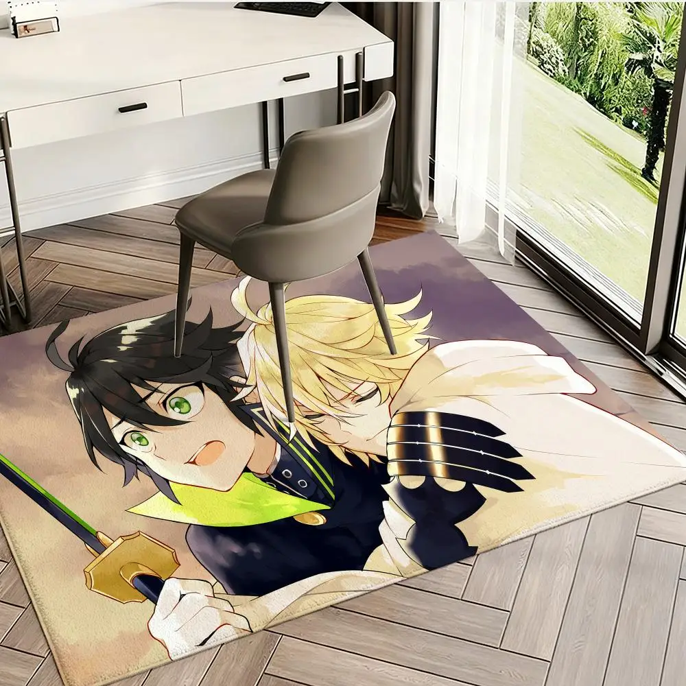 Anime S-Seraph Of The End Floor Mat Flannel Rugs Cozy Plush Thickened Soft Warm Winter Non Slip Living Room Home Indoor Use