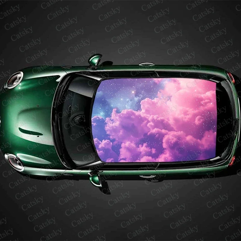 

Pastel Clouds Floating Car Roof Sticker Wrap Racing SUV Accessories Packaging Painted PVC Custom Car Graphic Decal