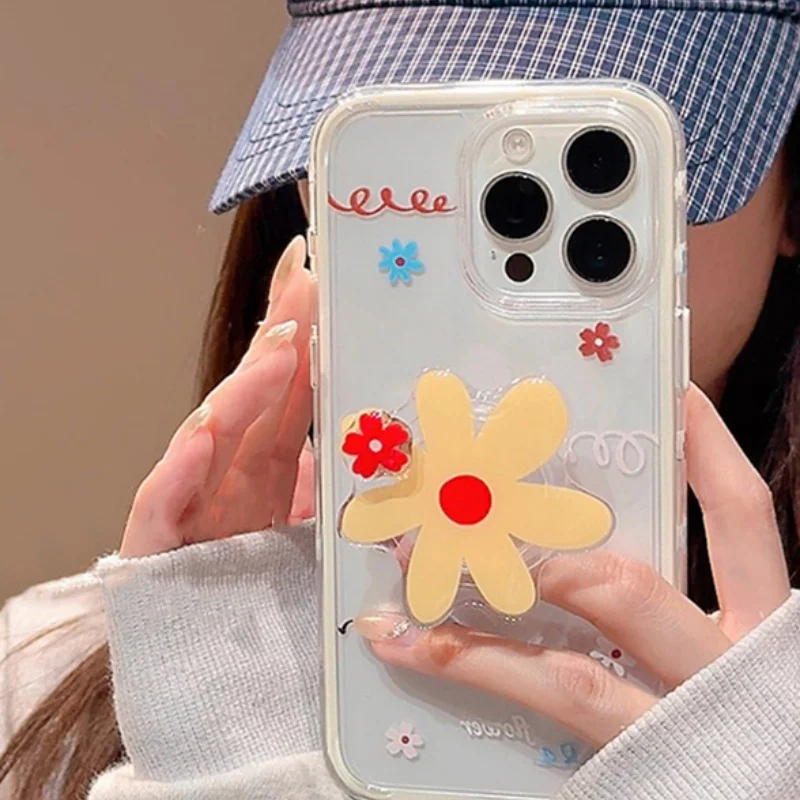 Soporte para teléfono Tok Griptok con agarre giratorio de flores de dibujos animados coreanos para iPhone Samsung soporte Universal para accesorios