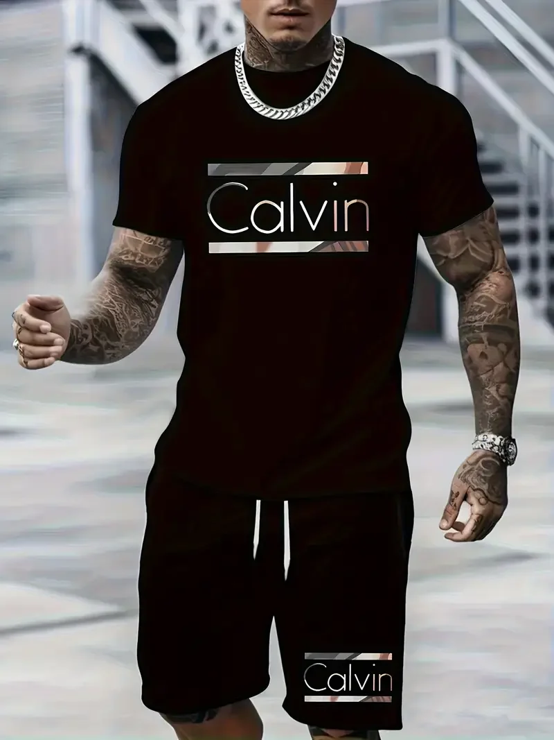 

2025-26 Summer New Hot-selling Trend Suit 3D Printing Design American Street Comfortable Breathable Men's T-shirt Shorts Set
