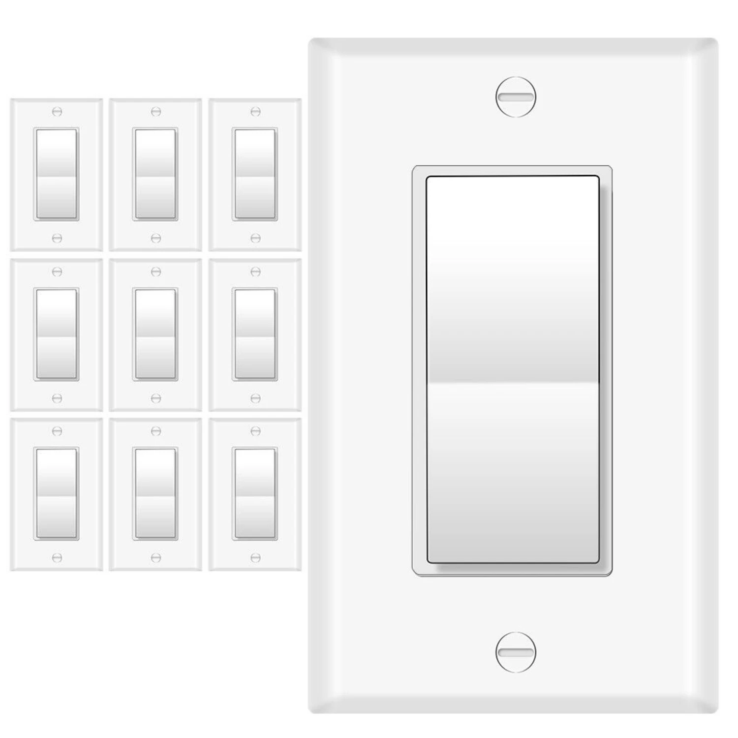 

Enhance your stylish home decor with this reliable pack of 10 3-way UL listed wall light switches. Perfect for elevating any roo