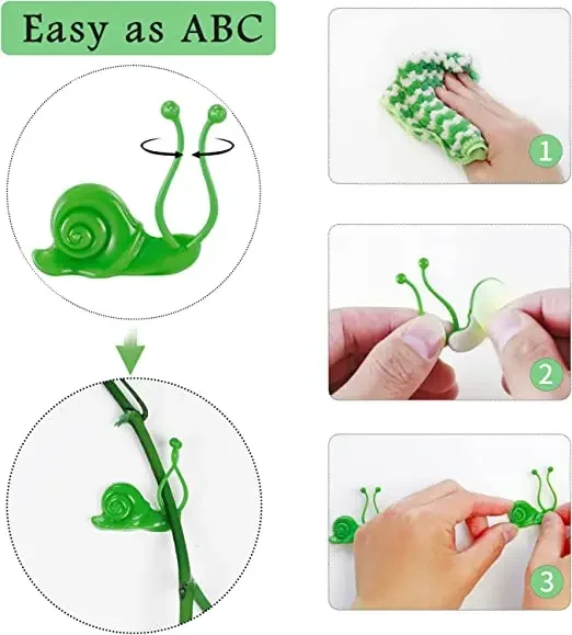 Climbing Plants Wall Fixture Self-Adhesive Invisible Leaf & Snail Shaped Clips for Hanging Indoor Outdoor Garden Plants Support