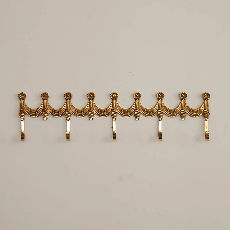 Wall Mounted Creative Brass Clothes Hooks Key Hooks One Row Behind Door Hooks For Bathroom Living Room Decoration